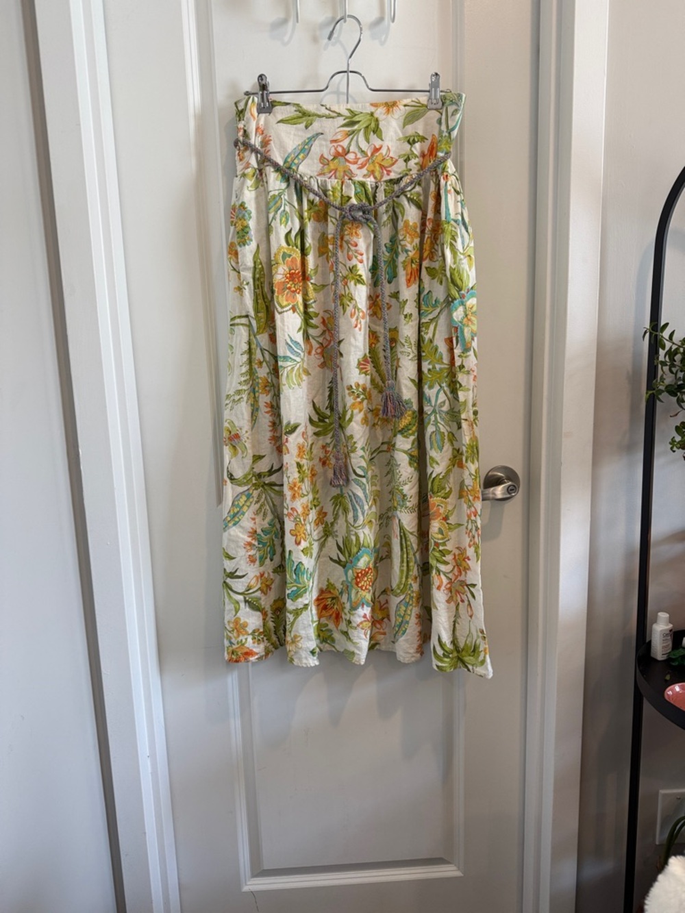 RACHEL Rachel Roy Cream Floral Maxi Skirt with Green & Orange Accents